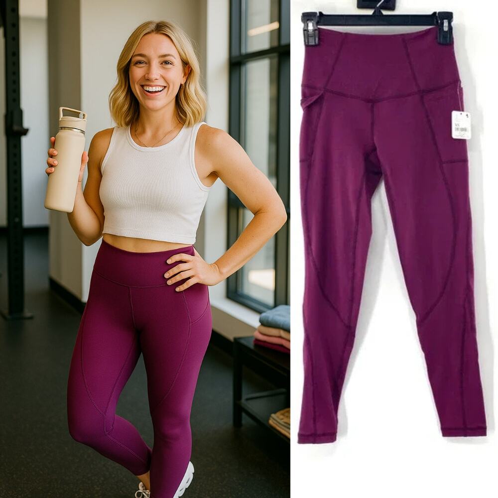 Free People Movement High-Rise Ankle Solid Plie All Day Legging Purple Acai XS